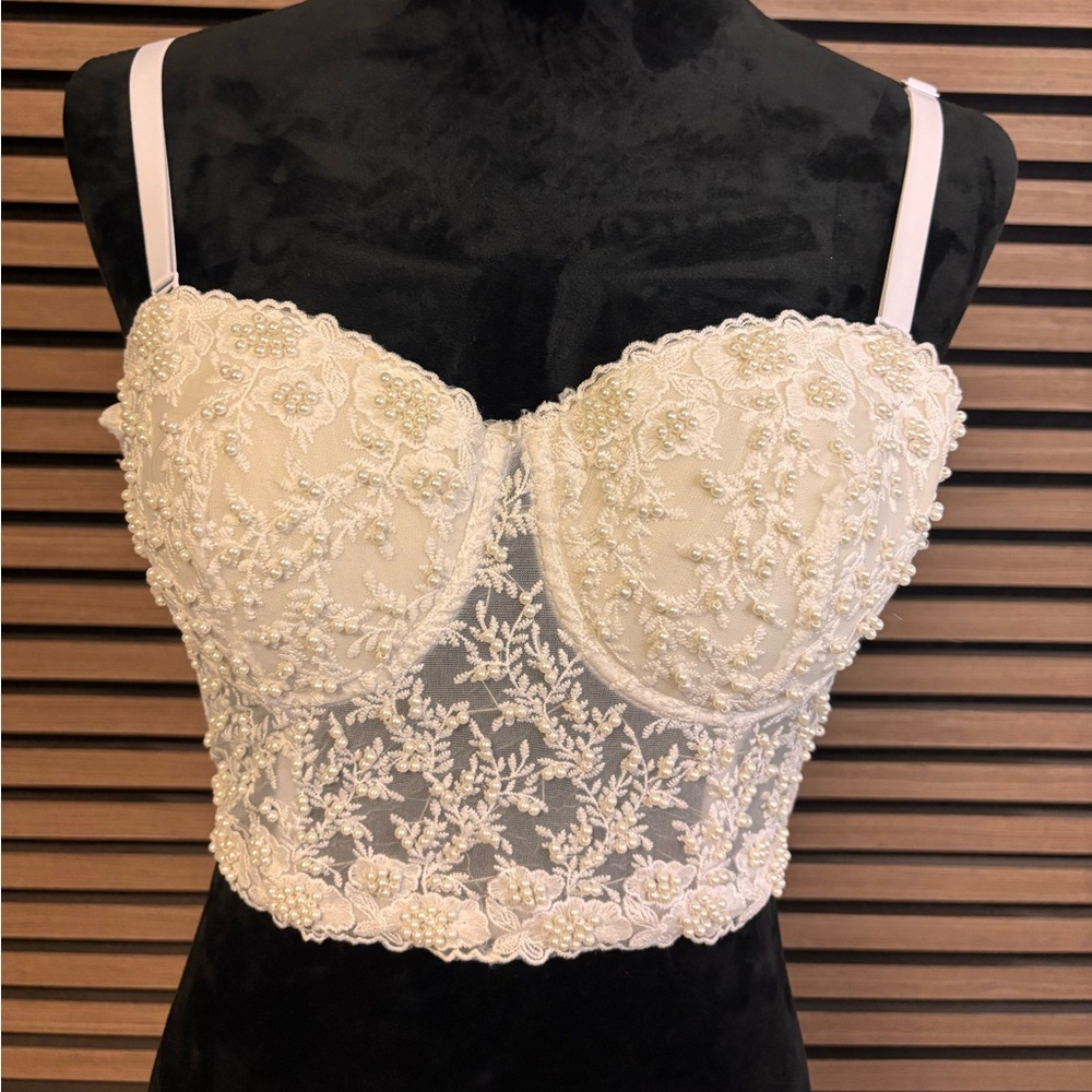 Elegant Cream and white Lace Bustier